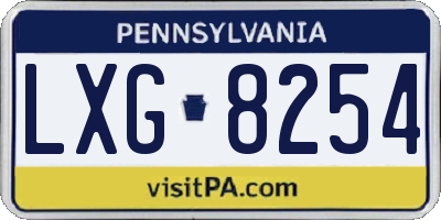 PA license plate LXG8254