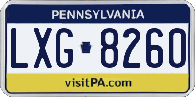 PA license plate LXG8260