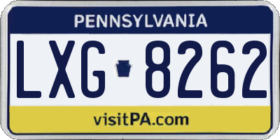 PA license plate LXG8262