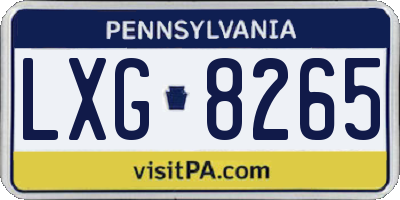 PA license plate LXG8265