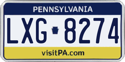 PA license plate LXG8274