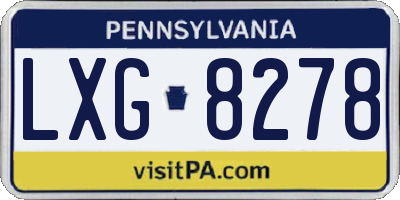 PA license plate LXG8278