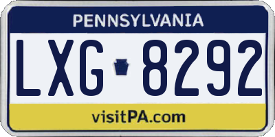 PA license plate LXG8292