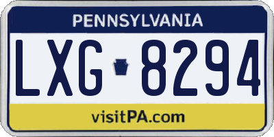 PA license plate LXG8294