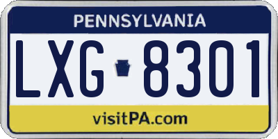 PA license plate LXG8301