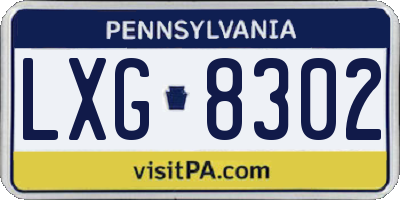 PA license plate LXG8302