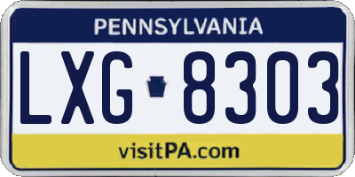 PA license plate LXG8303