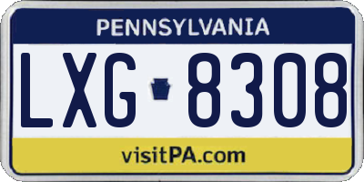 PA license plate LXG8308