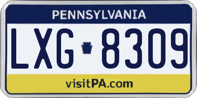 PA license plate LXG8309