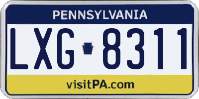 PA license plate LXG8311