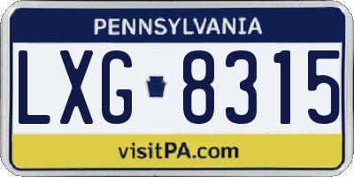 PA license plate LXG8315