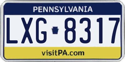 PA license plate LXG8317
