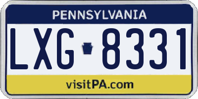 PA license plate LXG8331