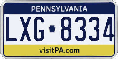 PA license plate LXG8334