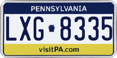 PA license plate LXG8335