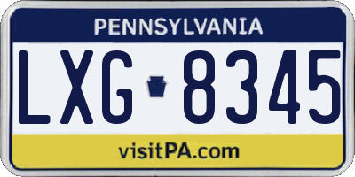 PA license plate LXG8345
