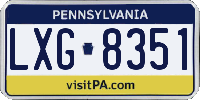 PA license plate LXG8351