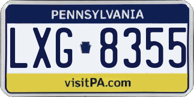PA license plate LXG8355