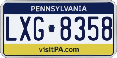 PA license plate LXG8358