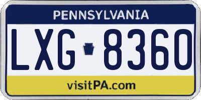 PA license plate LXG8360