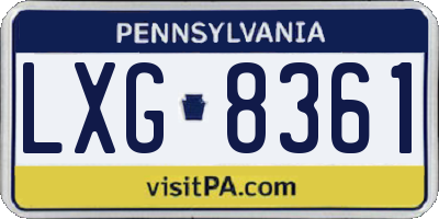 PA license plate LXG8361