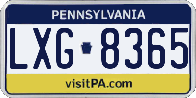 PA license plate LXG8365