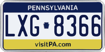 PA license plate LXG8366