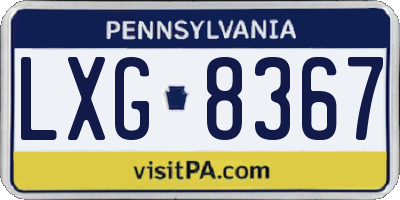 PA license plate LXG8367