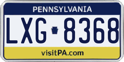 PA license plate LXG8368