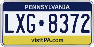 PA license plate LXG8372