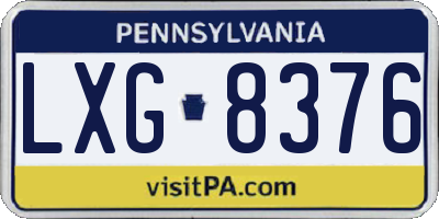 PA license plate LXG8376