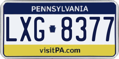 PA license plate LXG8377