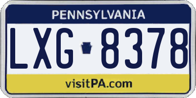 PA license plate LXG8378