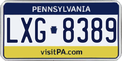 PA license plate LXG8389