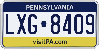 PA license plate LXG8409