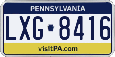 PA license plate LXG8416