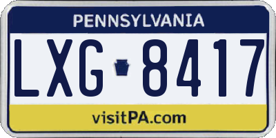 PA license plate LXG8417