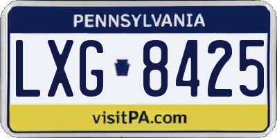 PA license plate LXG8425