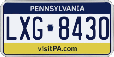 PA license plate LXG8430