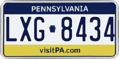 PA license plate LXG8434