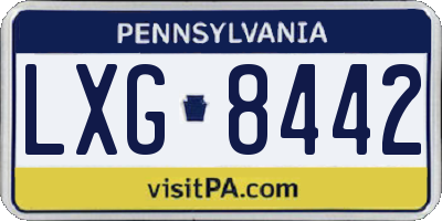PA license plate LXG8442
