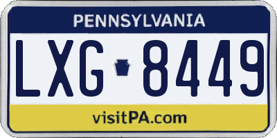 PA license plate LXG8449
