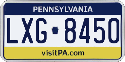 PA license plate LXG8450