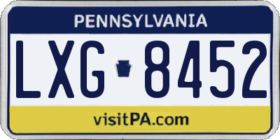 PA license plate LXG8452