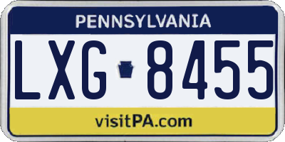 PA license plate LXG8455