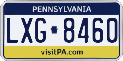 PA license plate LXG8460
