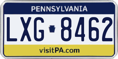 PA license plate LXG8462