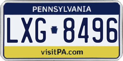 PA license plate LXG8496