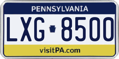 PA license plate LXG8500