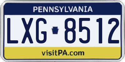 PA license plate LXG8512